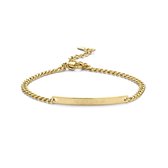 Key moments 8KM-BC0100 Stalen armband - Dames - Plaat - NEVER GIVE UP - 16,5 + 3 cm - Gourmetschakel -  Staal - Gold Plated