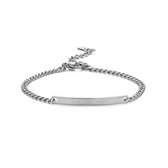 Key moments 8KM-BC0094 Stalen armband - Dames - Plaat - LIVE LOVE LAUGH - 16,5 + 3 cm - Gourmetschakel -  Staal