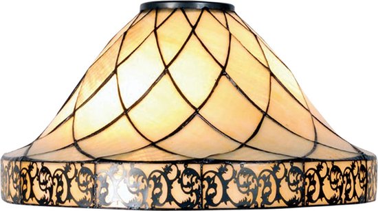 LumiLamp Lampenkap Tiffany Ø 45x28 cm Beige Bruin Glas Driehoek Glazen Lampenkap