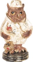 Clayre & Eef Beeld Uil 13 cm Koperkleurig Kunststof Woonaccessoires beeld decoratie Decoratieve Accessoires