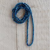 Melady Halsketting Dames 4mmx1m Blauw Glas Ketting Dames Kralenketting