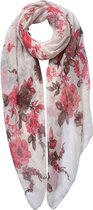 Melady Sjaal Dames Print MLSC0439R 80*180 cm - Rood Synthetisch Shawl DamesSjaal