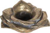 Clayre & Eef Theelichthouder Bloem Ø 13 cm Goudkleurig Kunststof Waxinelichthouder Windlichthouder