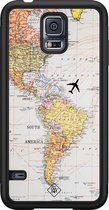 Samsung S5 hoesje - Wereldkaart | Samsung Galaxy S5 case | Hardcase backcover zwart