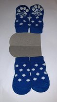 Hondensokken / Kattensokken - Blauwe Sokken met Witte Stippen - Antislip - 4 stuks - Maat S - 3x6cm - 1 paar - 4 sokken - Katoen -