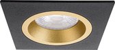 Spot Armatuur GU10 - Pragmi Rodos Pro - Inbouw Vierkant - Mat Zwart/Goud - Aluminium - 93mm - BSE