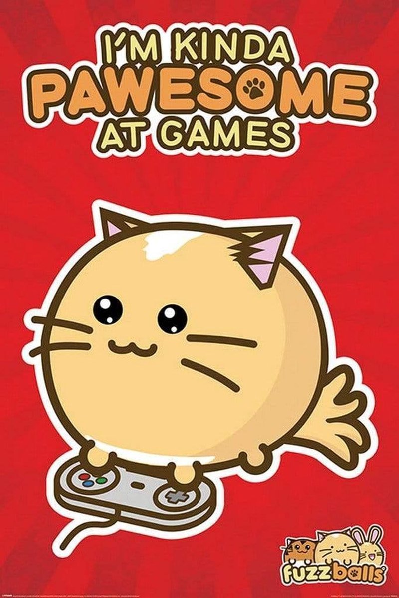 Pyramid Fuzzballs Pawsome Gamer Poster 61x91.5cm Multi color