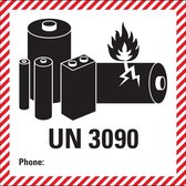 Sticker Lithium-Ion UN 3090 zeewaterbestendig 100 x 100 mm