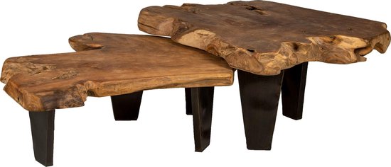microfoon Surrey regel Massief teak houten salontafel "Rama" Lumbuck - Boomstam tafel | bol.com