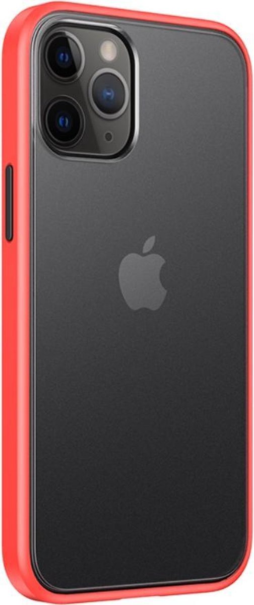 Kwaliteitsvolle hybride hardcase iPhone 12 / iPhone 12 Pro - zwart / rood