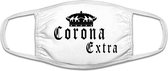 Corona extra mondkapje | grappig | bier | virus | vaccinatie | gezichtsmasker | bescherming | bedrukt | logo | Wit mondmasker van katoen, uitwasbaar & herbruikbaar. Geschikt voor OV