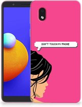Smartphone hoesje Samsung Galaxy A01 Core Back Case Siliconen Hoesje Woman Don't Touch My Phone