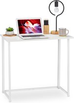 Relaxdays bureau klapbaar - laptoptafel - computertafel - ruimtebesparend - tafel - Wit / wit
