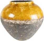 Jar Lindy Ochre gele pot 45 cm ronde bloempot voor binnen