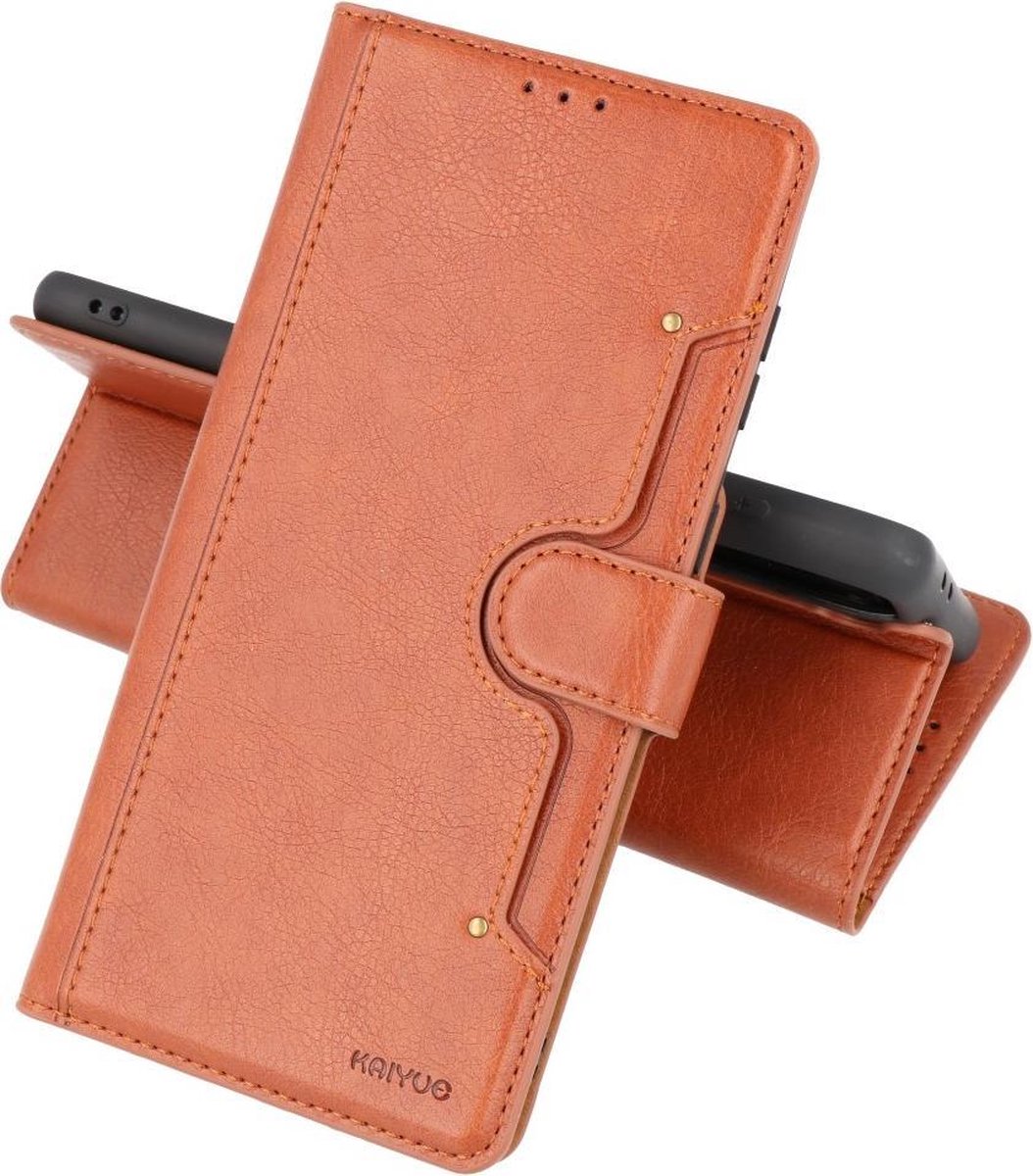 Booktype Wallet Cases - Pasjeshouder Telefoonhoesje - Portemonnee Hoesje - Geschikt voor Samsung Galaxy S21 Plus - Bruin
