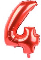 Folieballon / Cijferballon Rood XL - getal 4 - 82cm