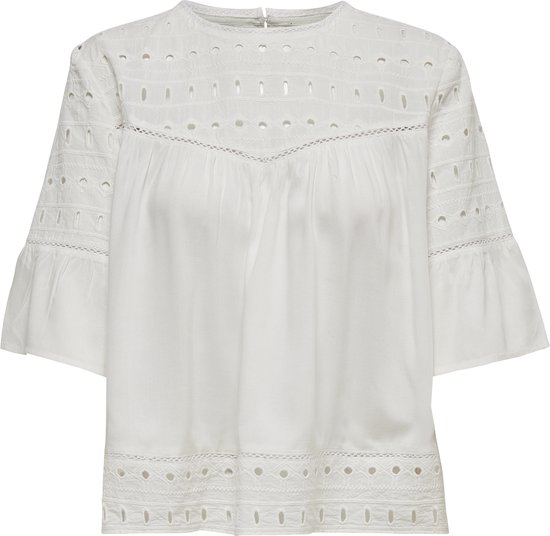 ONLY ONLIRINA EMB ANGLAISE DNM TOP NOOS Dames Top Wit