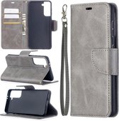 Samsung Galaxy S21 hoesje - Wallet bookcase - Grijs - GSM Hoesje - Telefoonhoesje Geschikt Voor: Samsung Galaxy S21