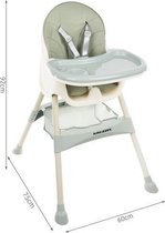 Chaise haute 3 en 1 réglable - Chaise haute pour bébé - table pliante ceinture 5 points - Vert