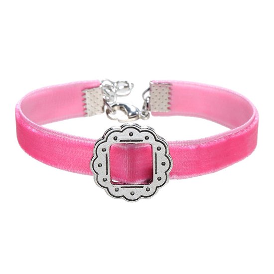 Armband - Baroque - Roze zilverkleurig - Velvet look