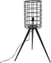 Metalen vloerlamp - Met gaas - Industrieel - Zwart - 110 CM