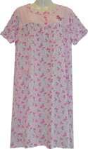 Dames nachthemd bloemmotief korte mouwen roze XXXL