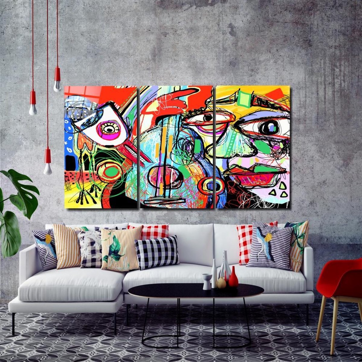 Insigne Art Insigne Glasschilderij - Abstract - Cello – 3-Delig Mega Glasschilderij - 3x72x46 cm - 4 mm Meerkleurig