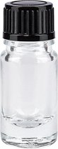 Heldere glazen flesjes - stevig - 5ml - zwarte dop - per 5 verpakt