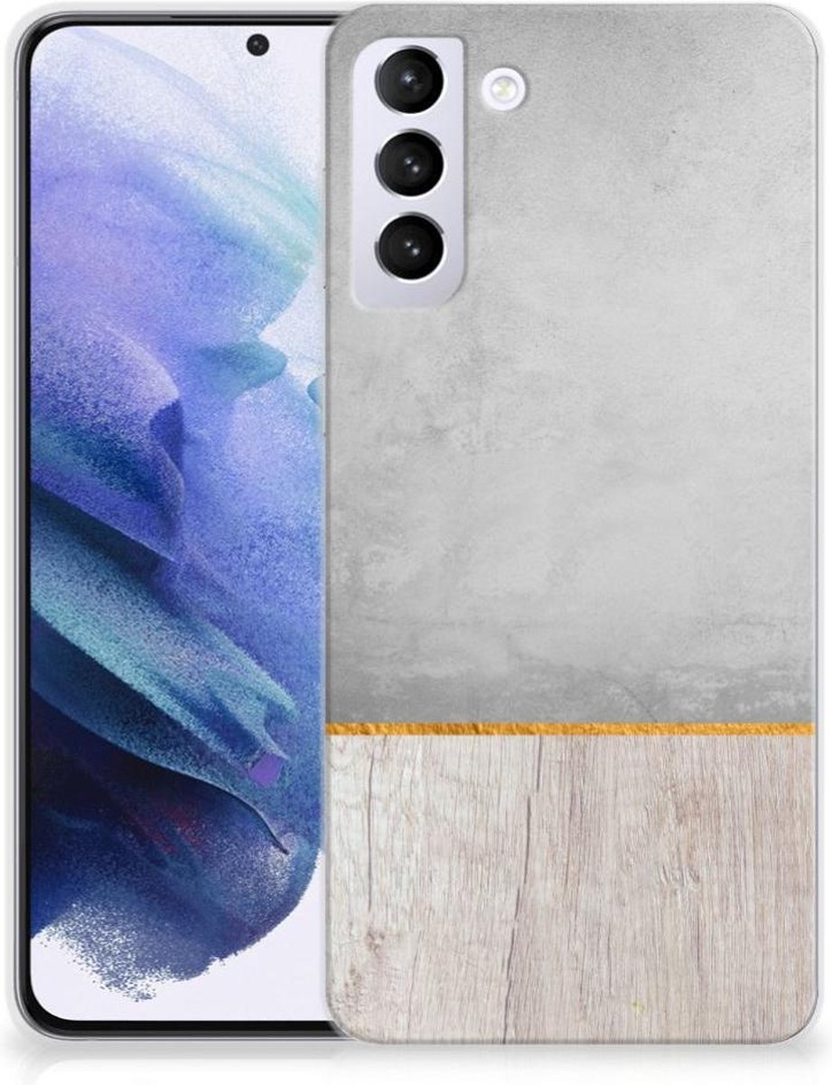 Samsung Galaxy S21 Plus Bumper Hoesje Wood Concrete