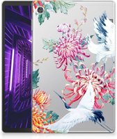 Cover Case Lenovo Tab M10 Plus Hoesje Super als Cadeau voor Vriendin Bird Flowers met doorzichte zijkanten