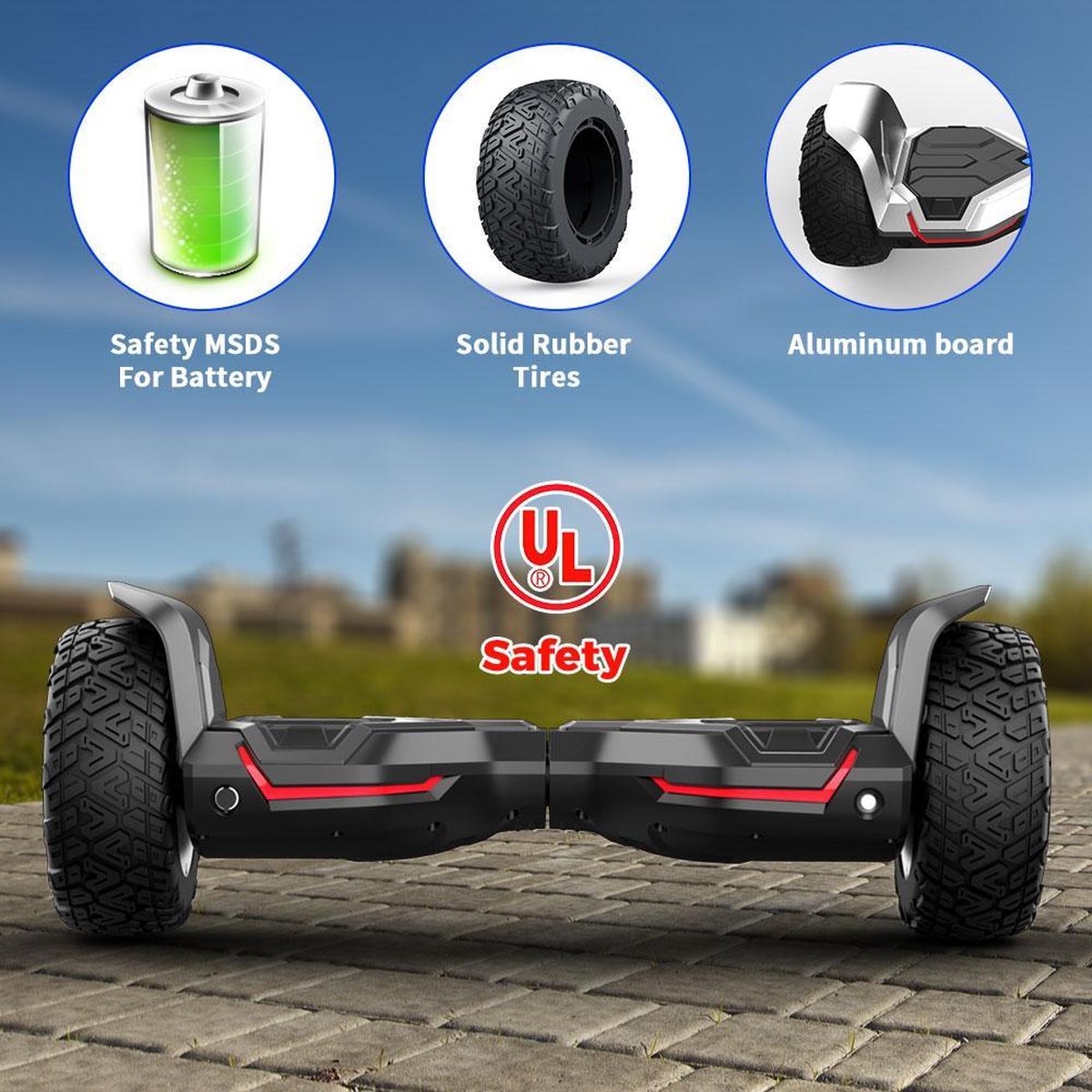 Windgoo/Moovway Off-road hoverboard met muziekspeler + Go hoverkart +  Opbergtas 8.5 inch - Vele kleuren