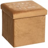 Opberbox - Take Your Time Box , opbergbox , opvouwbare linnen tas , zitbank , velvet okergeel 40 x 40 x 40 cm