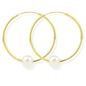 PROUD PEARLS® Gouden oorringen 4cm met barok parels