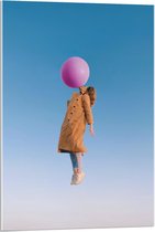 Acrylglas - Roze Ballon in de Lucht - 60x90cm Foto op Acrylglas (Wanddecoratie op Acrylglas)