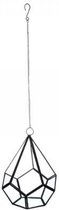 Plantenhanger - Kaarshouder - metaal zwart Glas -  + ketting  - hoogte 23 cm