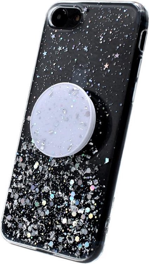 Classificatie De slaapkamer schoonmaken Riskeren Luxury Case - Hoesje Cover Case – Popsocket Glitter Wit - Iphone 7/8/SE –  Flexibel | bol.com