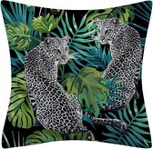 Moodadventures | Kussens | Kussenhoes Leopards and Leafs | 45x45 | Vierkant