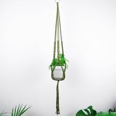 Plantenhanger - 115 cm - Katoen - Olijf groen - Plantenhanger macrame - Plantenhanger binnen