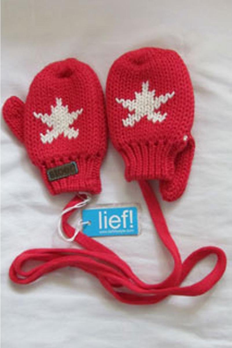 Stoer! wantjes rood met ster maat L/XL van Lief!