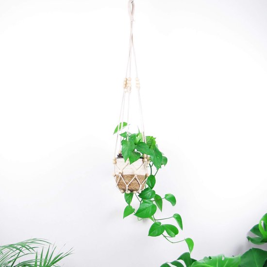 Suspension Macramé Double Couche Petyoung - Panier à Fleurs Bohème Pour Intérieur Et Bureau
