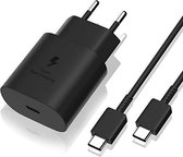 Travel Adapter - 3A - USB Type-C naar USB Type-C -Super Snel Lader (25W) - Zwart - Geschikt voor o.a. Samsung