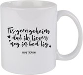 Tis geen geheim dat ik liever nog in bed lig Rustaagh mok - kop - beker - koffie/thee - hoogglans wit- 295 ml - grappig - herkenbaar