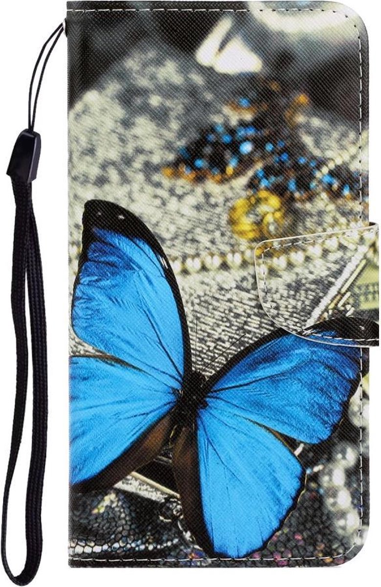 Blauw vlinder book case hoesje Telefoonhoesje geschikt voor Samsung Galaxy A72