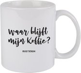 Waar blijft mijn koffie? Rustaagh mok - kop - beker - koffie/thee - hoogglans wit- 295 ml - grappig - herkenbaar