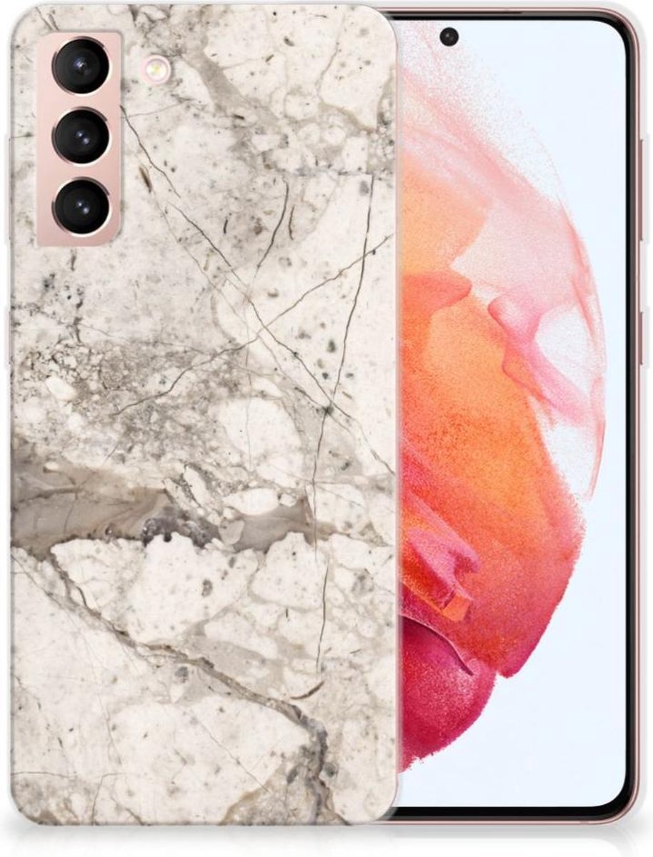 Samsung Galaxy S21 TPU Siliconen Hoesje Marmer Beige