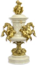 Wit Porselein - Pot - Bronzen paarden - 61,2 cm hoog