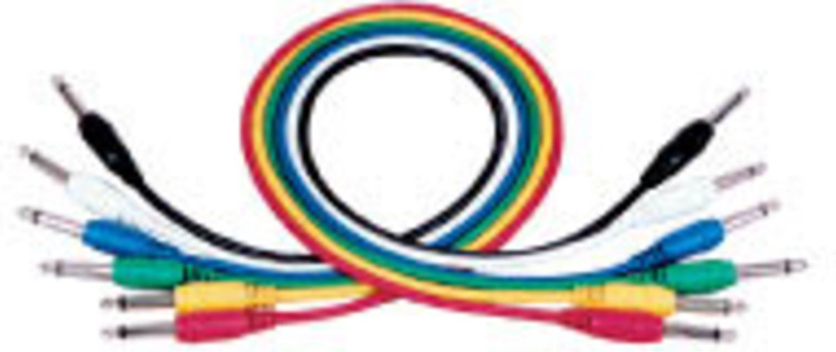 MUSIC STORE Patchkabel, 3m, mono, recht 6er-pakket, kleuren - Stereo patch kabel