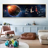 Allernieuwste Canvas Schilderij Basketbal Toppers in de Ruimte - Kunst - Poster - Sport - Kleur - 150 x 50 cm