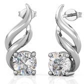 Yolora Dames Oorbellen - Kalpa Camaka Kristallen - Zilverkleurig - 18K Witgoud Verguld - Vrouwen Oorhangers Zilver - Oorstekers - Sieraden - Luxe Giftbox - Geschenkdoos - Cadeau doos - Exclus