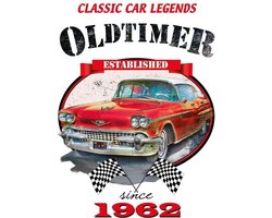 Auto Vintage Red Oldtimer Classic Car Strijk Applicatie 20 cm / 26.5 cm / Rood